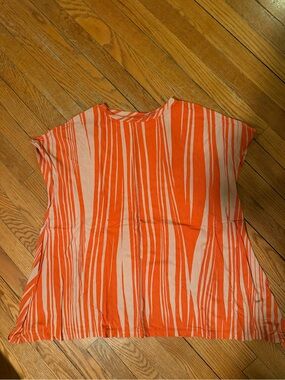 Source Unknown Orange and Cream Striped Boxy Tunic